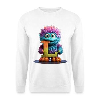 Regenbogenmonster mit Buchstabe L - Unisex Pullover - Weiß - Vorne