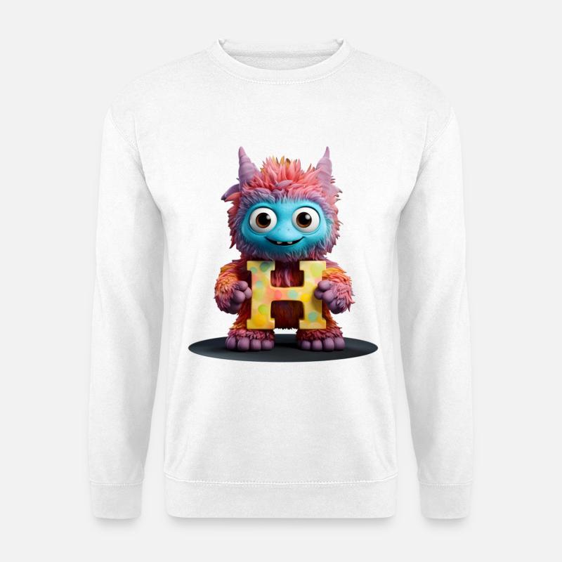 Zurück in die Schule. Alphabet Buchstabe H zartes Kuscheltier - Unisex Pullover - Weiß