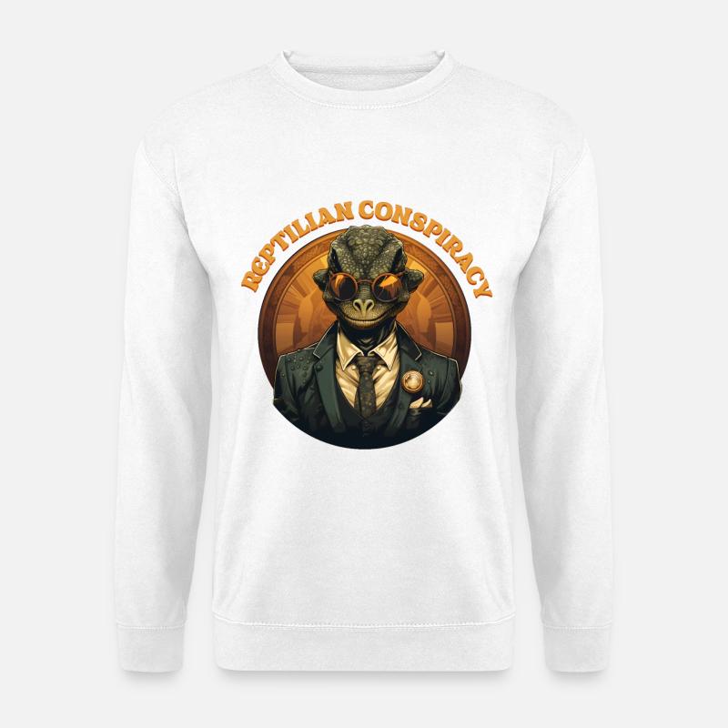 Elegante Reptilien-Verschwörung - Unisex Pullover - Weiß