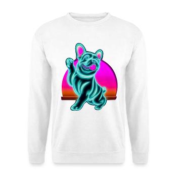 Frenchi Bulldog Synthwave Sunset - Sweat-shirt Unisexe - blanc - Devant
