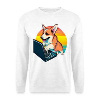 Corgi Dog with Laptop Welsh Corgi Dog Lover - Unisex Sweatshirt - white - Front