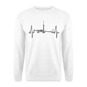 Stuttgart Skyline Herzschlag Herz Stuttgarter Fan - Unisex Pullover - Weiß - Vorne