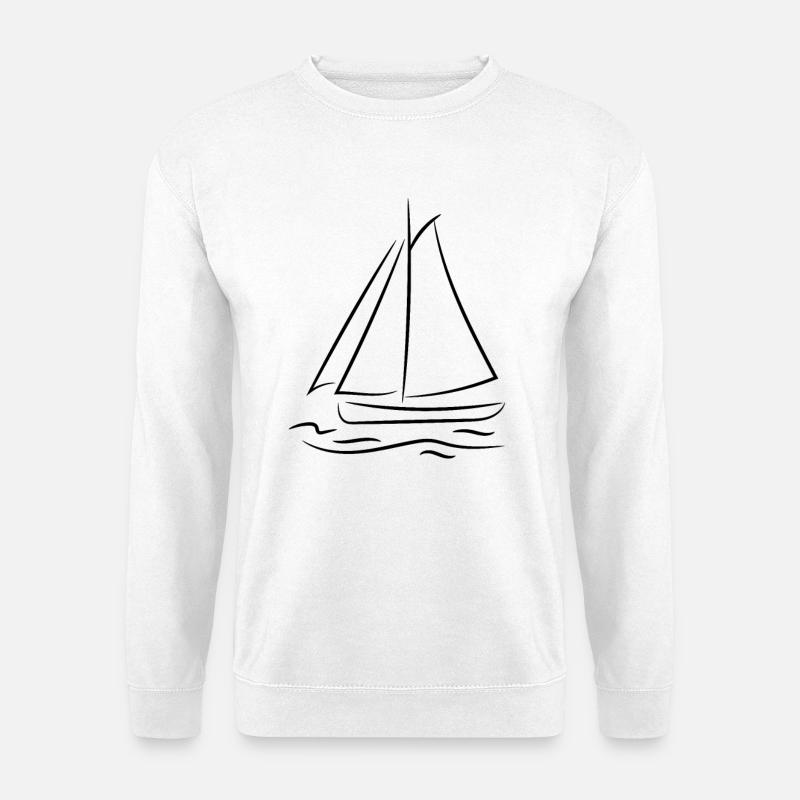 Segelboot Zeichnung - Unisex Pullover - Weiß