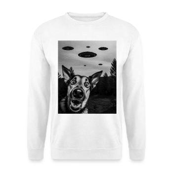 German Shepherd Aliens Invasion Uap Weirdcore - Unisex Sweatshirt - white - Front