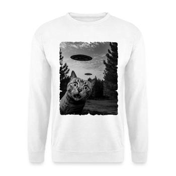 Cat Austerrestrial Invasion Uap Weirdcore - Unisex Sweatshirt - white - Front