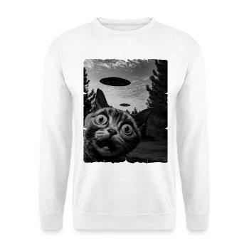 Cat Austerrestrial Invasion Uap Weirdcore - Unisex Sweatshirt - white - Front