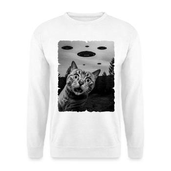 Cat Alien Invasion Uap Weirdcore - Unisex Sweatshirt - white - Front