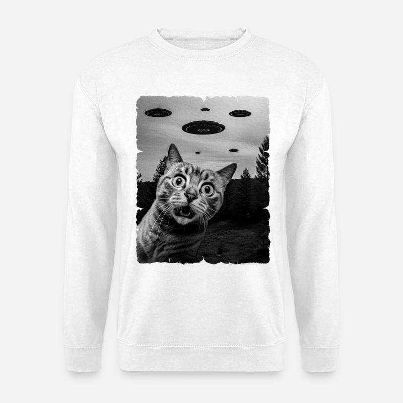Cat Alien Invasion Uap Weirdcore - Unisex Sweatshirt - white
