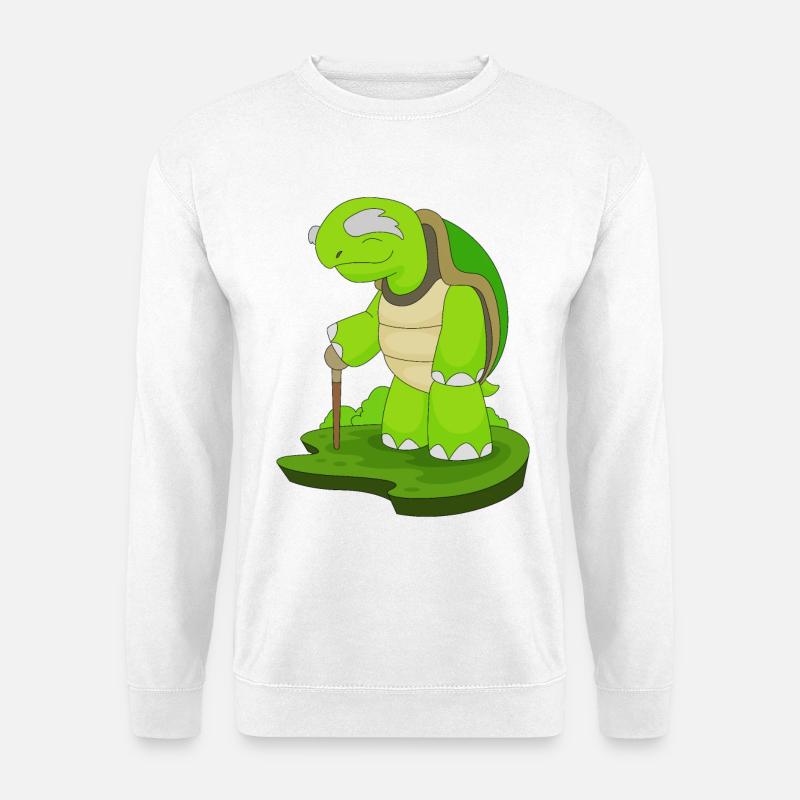Turtle Retiree Walking Stick - Unisex Sweatshirt - white