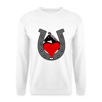 Fer à cheval cheval tête de cheval coeur cadeau d’anniversaire - Sweat-shirt Unisexe - blanc - Devant