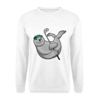 Seehund Golf Golfschläger - Unisex Pullover - Weiß - Vorne