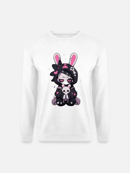 Goth Bunny Anime Girl Cute Grunge Gothik Outfit - Unisex Pullover - Weiß