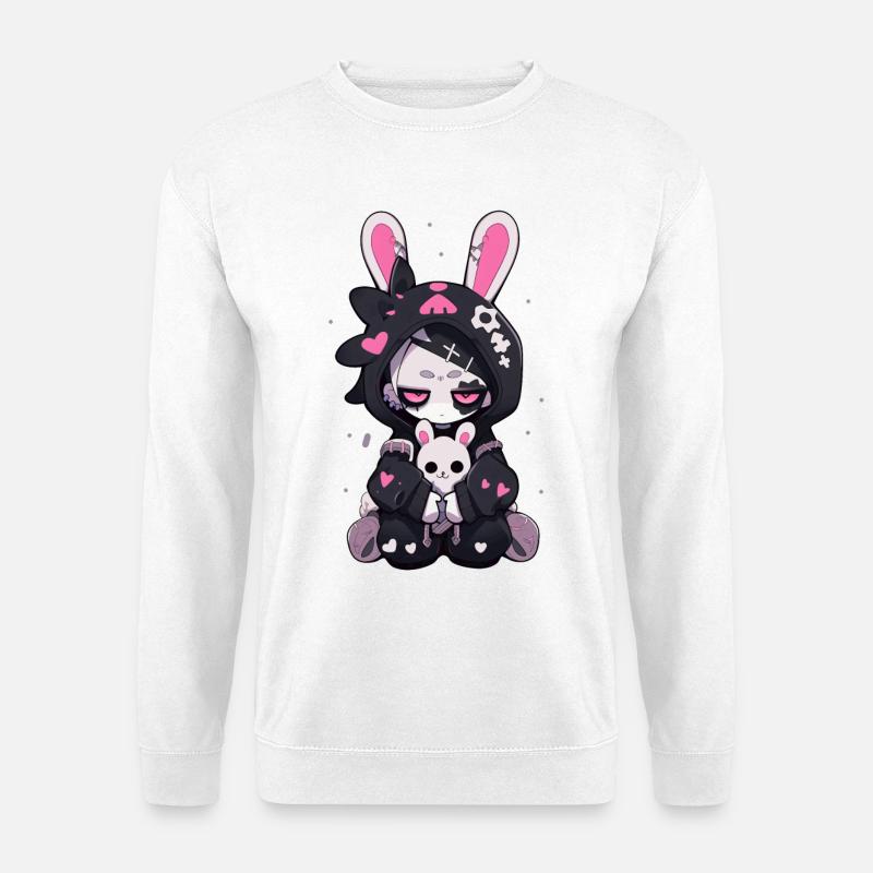 Goth Bunny Anime Girl Cute Grunge Gothik Outfit - Unisex Pullover - Weiß