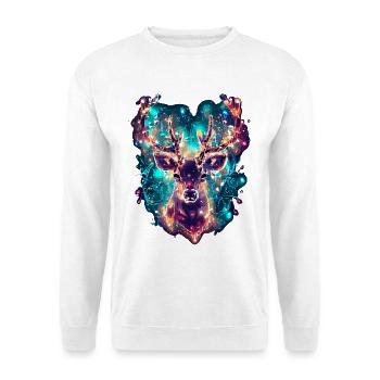 Cerf renne avec des guirlandes lumineuses dans les bois - Sweat-shirt Unisexe - blanc - Devant