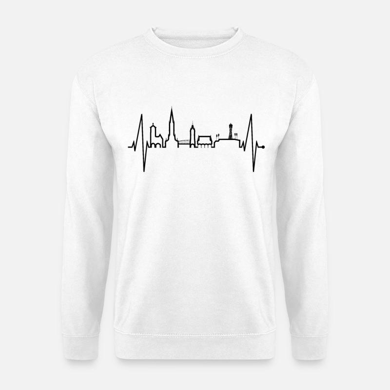 Freiburg im Breisgau Skyline Herzschlag Freiburger - Unisex Pullover - Weiß