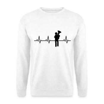 Tuba Strichfiguren Herzschlag - Unisex Pullover - Weiß - Vorne