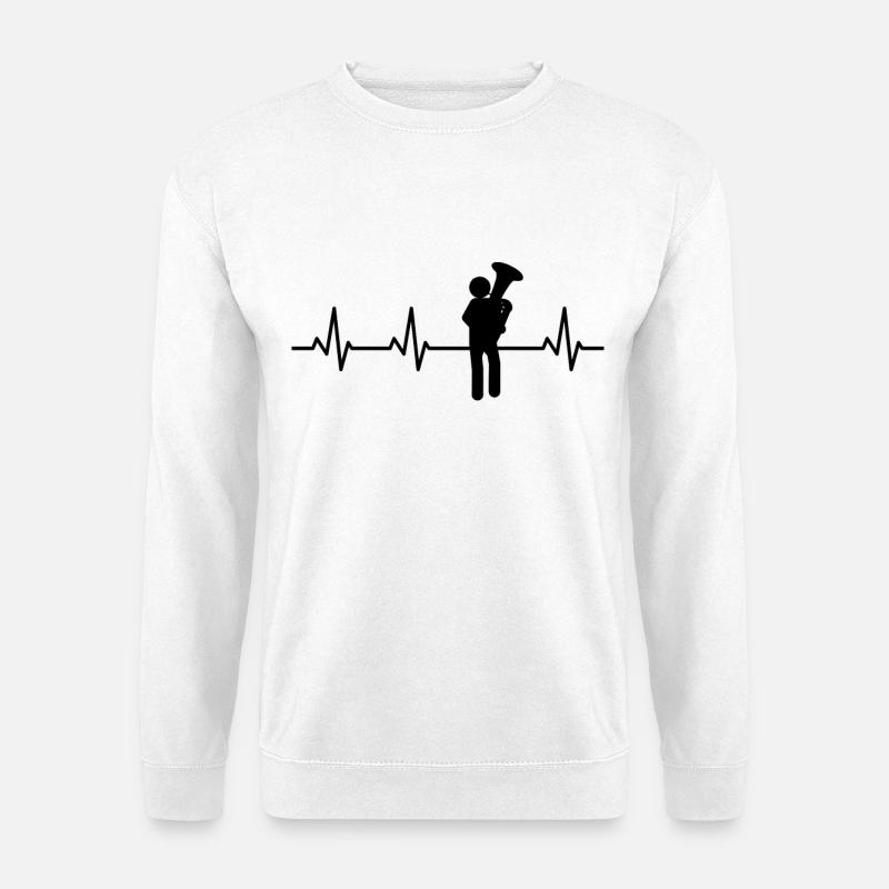 Tuba Strichfiguren Herzschlag - Unisex Pullover - Weiß