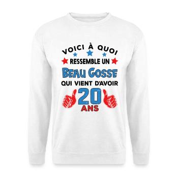 20 ans anniversaire homme cadeau humour drôle - Sweat-shirt Unisexe - blanc - Devant