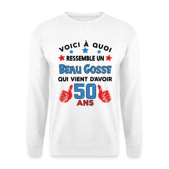 50 ans anniversaire homme cadeau humour drôle - Sweat-shirt Unisexe - blanc - Devant