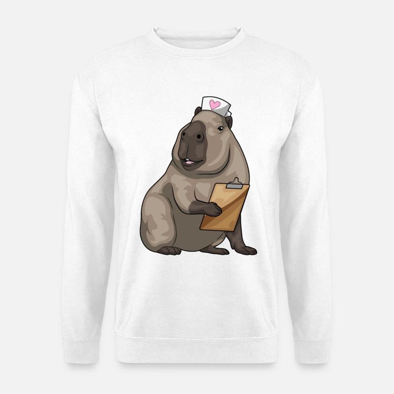 Capybara infirmière bloc-notes - Sweat-shirt Unisexe - blanc