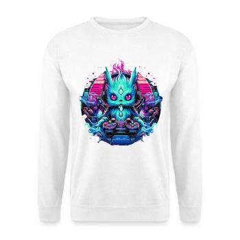 Synthwave Zocker Gaming Alien - Unisex Pullover - Weiß - Vorne