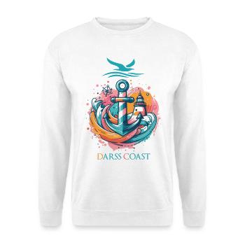 DarssCoast - Wellen Leuchtturm Möwe Anker Grafik - Unisex Pullover - Weiß - Vorne