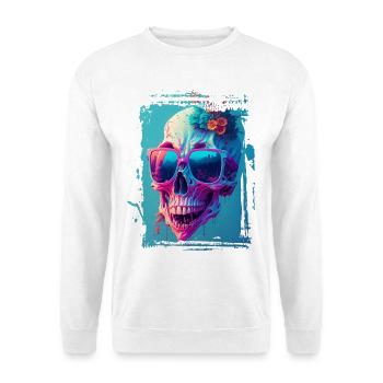 Totenkopfdame mit Sonnenbrille - Unisex Pullover - Weiß - Vorne