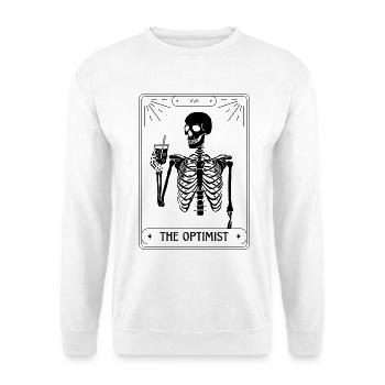 Funny Tarot Card Skeleton Coffee Optimist - Unisex Sweatshirt - white - Front