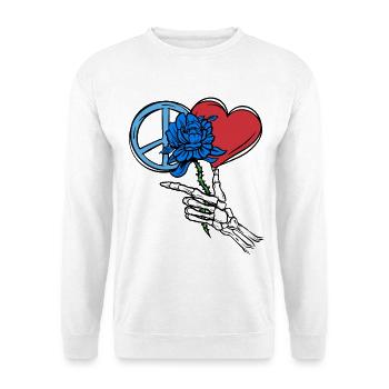 Peace, Flower, Heart, Skeleton, Death, World Peace - Unisex Sweatshirt - white - Front