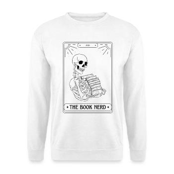Funny Tarot Card Skeleton Books Reading Book Nerd - Unisex Sweatshirt - white - Front