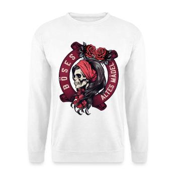 Méchant vieille fille Bandana Roses crâne crâne - Sweat-shirt Unisexe - blanc - Devant