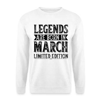 Les légendes naissent en mars Anniversaire en mars - Sweat-shirt Unisexe - blanc - Devant