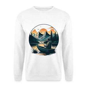 Scène sereine du pêcheur du lac de montagne - Sweat-shirt Unisexe - blanc - Devant
