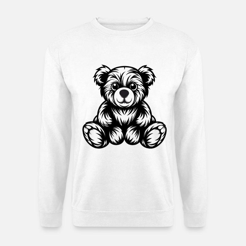 Niedliches monochromes Teddybär-Design - Unisex Pullover - Weiß