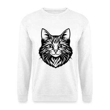 Intricate Cat Face Illustration - Unisex Sweatshirt - white - Front