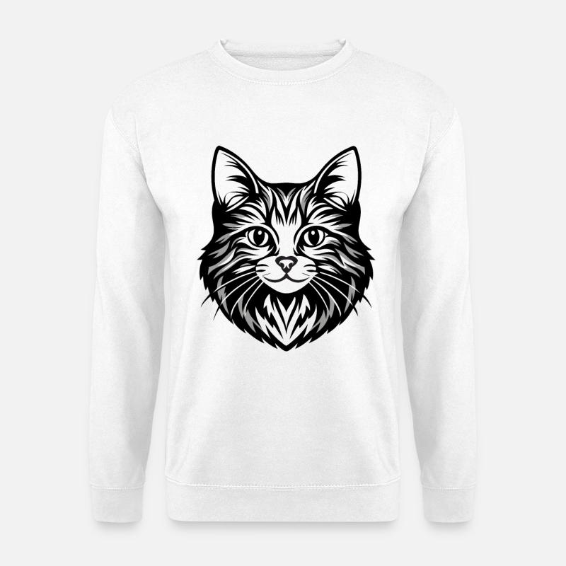 Komplizierte Katzengesicht Illustration - Unisex Pullover - Weiß