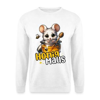 Honigmaus – Süße Maus im Honigglas - Unisex Pullover - Weiß - Vorne