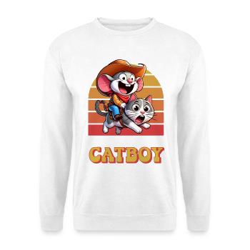 Cowboy Maus reitet auf Katze – Little Big Catboy - Unisex Pullover - Weiß - Vorne