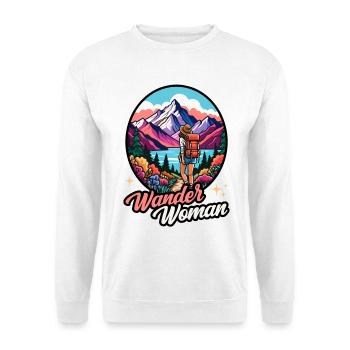 Wander Woman Wandern Wanderwoman Berge Natur Retro - Unisex Pullover - Weiß - Vorne