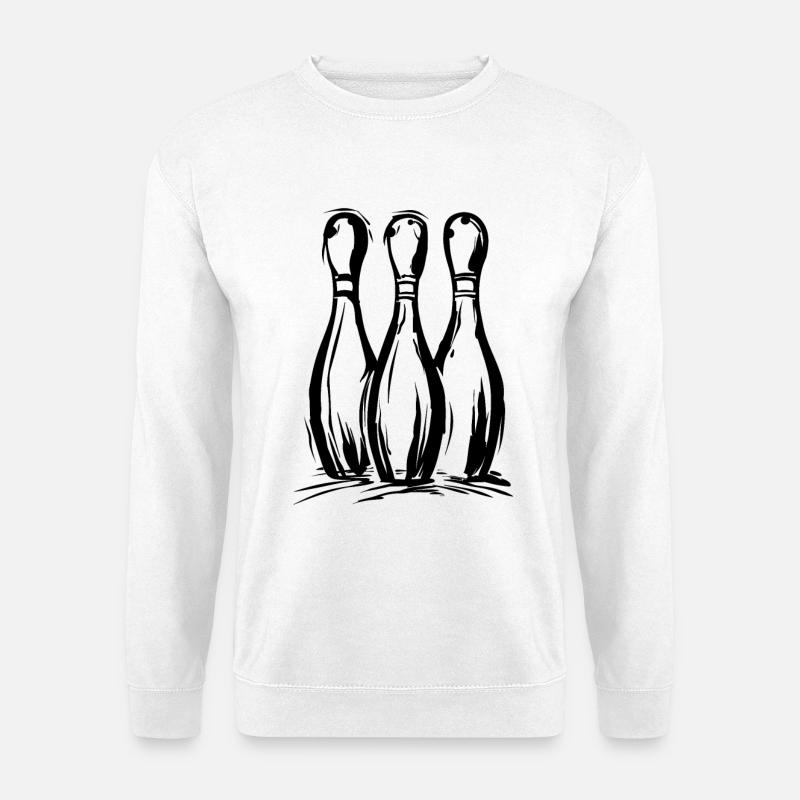 Bowling Pins Zeichnung - Unisex Pullover - Weiß