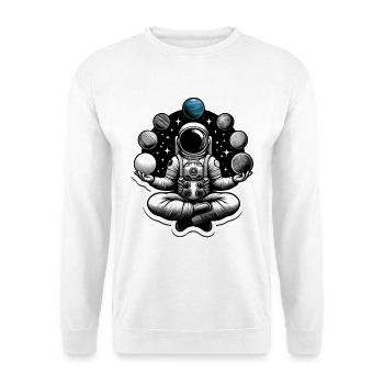 Vintage Lotus Meditating Astronaut Zen Yoga Planet - Unisex Pullover - Weiß - Vorne
