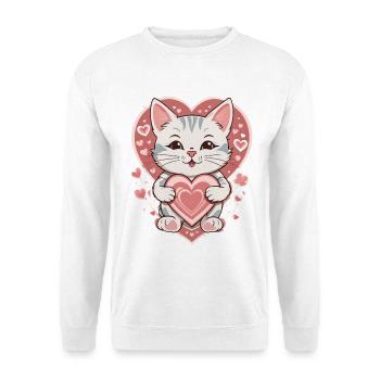 Love Cat , Katze - Unisex Pullover - Weiß - Vorne