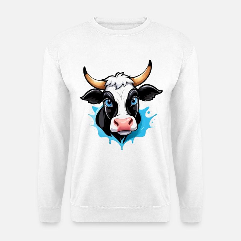 Kuh im Comic-Style - Unisex Pullover - Weiß