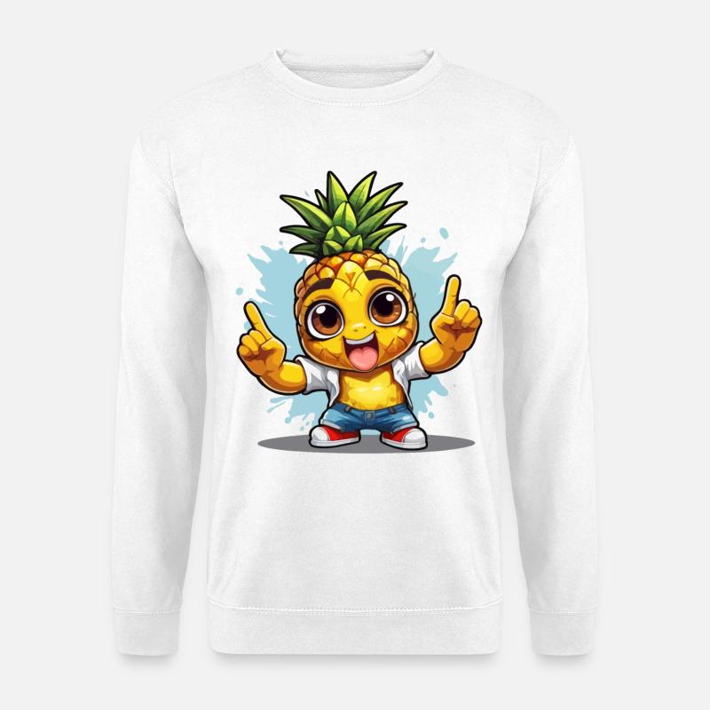 Ananas mit Guter Laune - Unisex Pullover - Weiß