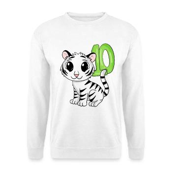 10th Birthday Motif Tiger - Ten - 10 Years - Unisex Sweatshirt - white - Front