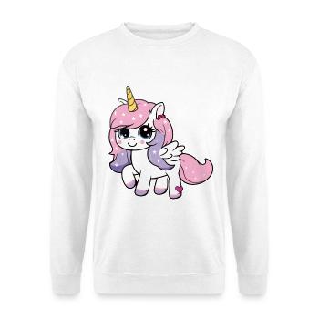 Sternen-Einhorn mit Glitzermähne - Unisex Pullover - Weiß - Vorne