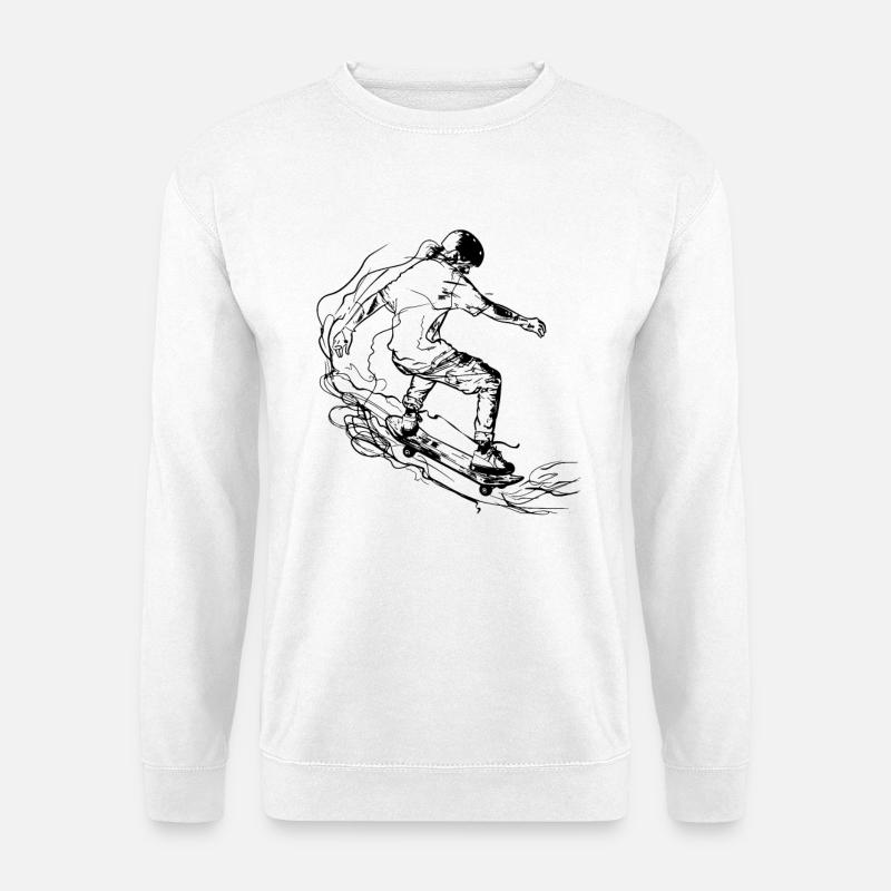 Skater Zeichnung - Unisex Pullover - Weiß