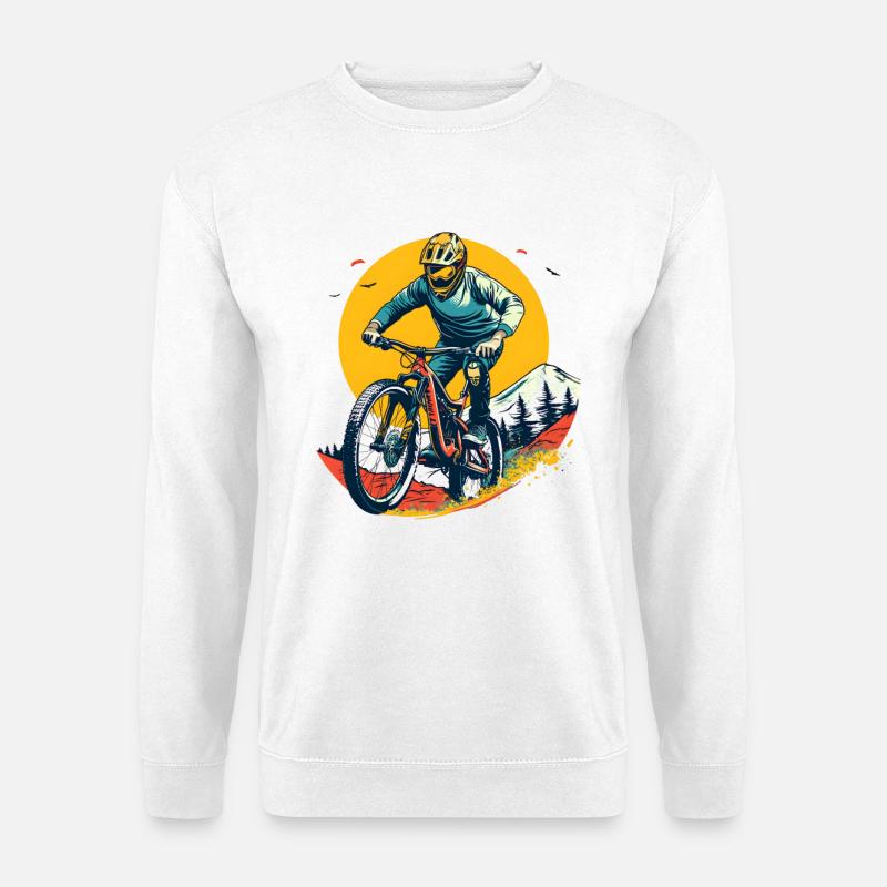 Mountainbiking Illustration - Unisex Pullover - Weiß