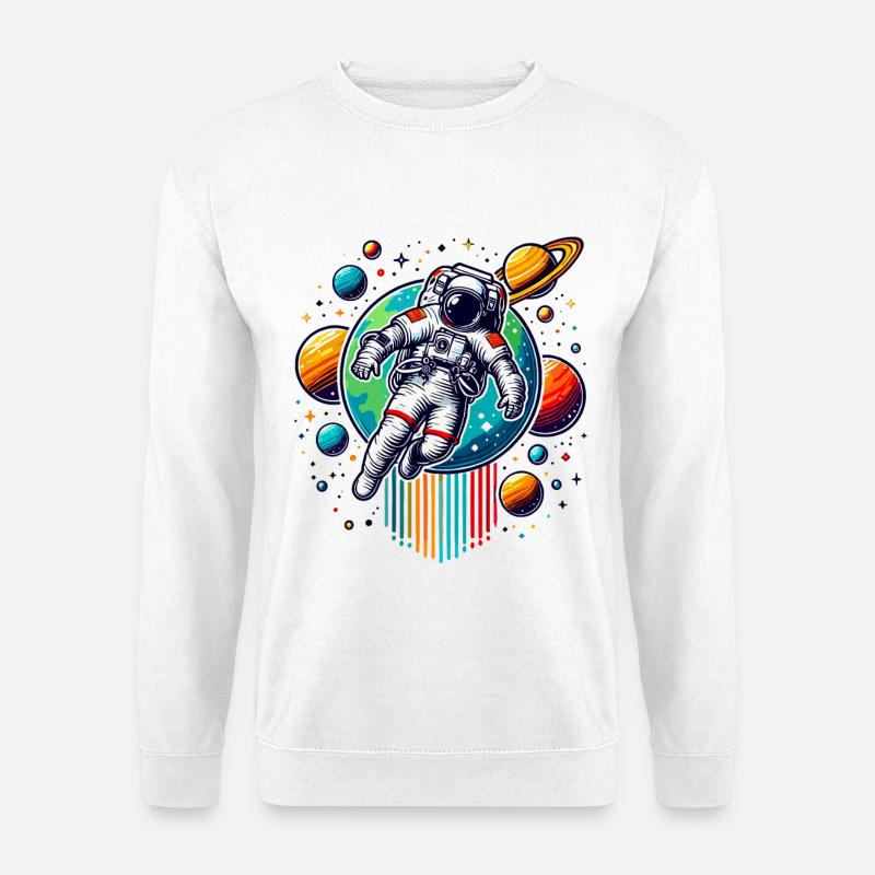 Astronautes rétro Space Planet Design - Sweat-shirt Unisexe - blanc