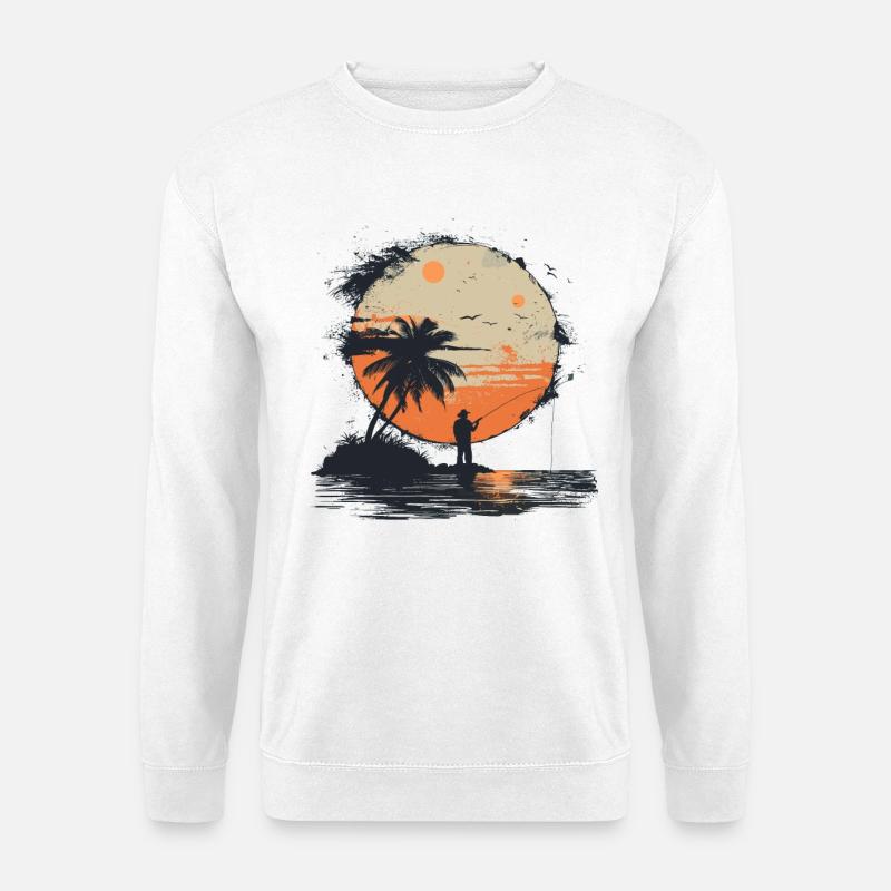 Fischen Grafik - Unisex Pullover - Weiß